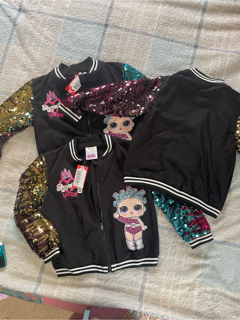 PatPat Black Jacket with Multicolor Sequin Sleeves